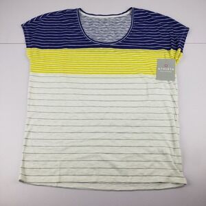 Athleta Sweet Escape TEE Women's Large Colorful Striped Pullover T-Shirt New Tag